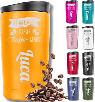 Термокружка KUINEA для кави та чаю, 350 мл, нержавіюча сталь, з герметичним клапаном, 6 годин тепла, без BPA, зелений (з можливістю гравіювання імені)