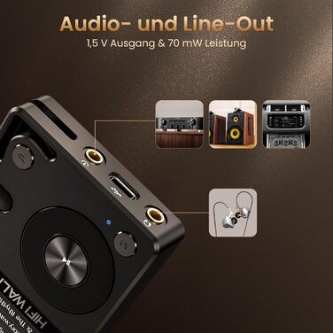HIFI Walker H2: MP3-плеєр Hi-Res 128GB з Bluetooth 5.2, DSD DAC, підтримкою FLAC та розширенням до 512GB
