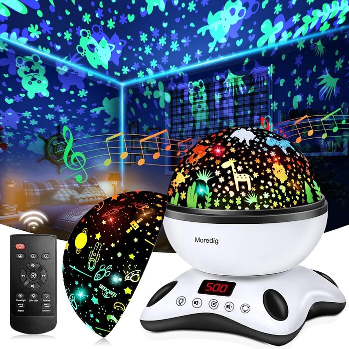 Moredig Night Light Starry Sky Projector for Kids with Remote Control, Timer, Night Light Baby Night Light for Children for Birthday Gift, Nursery, Christmas Gifts - Black and White
