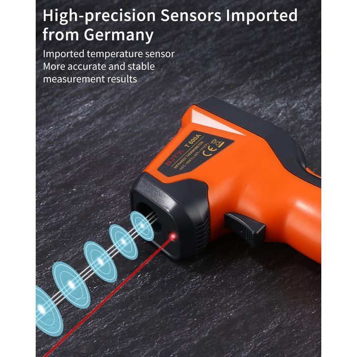 Інфрачервоний термометр цифровий -50°C～600°C: інструмент для вимірювання температури з лазерним цілевказівником та LCD дисплеєм (не для вимірювання температури тіла людини)