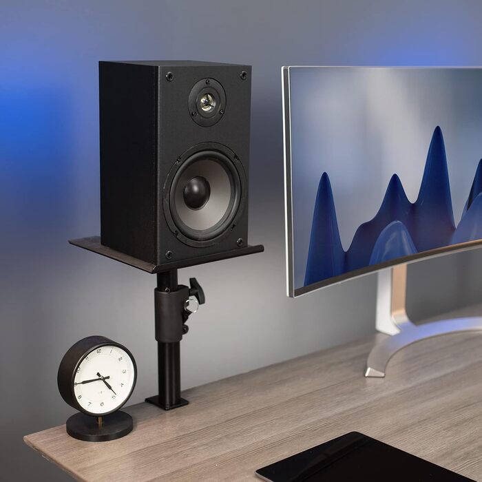 Настінний кріплення для динаміків VIVO, 2 шт, білий/чорний, регулювання висоти та нахилу, універсальне, для комп'ютера та книжкової полиці