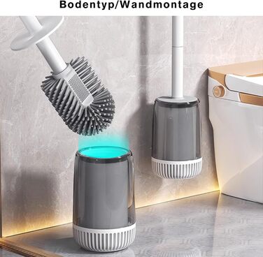 Силіконова щітка для унітазу MOPUP з тримачем, без свердління, швидковисихаюча, витокозахисна (біла)