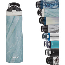 Contigo Ashland Chill Autospout Water Bottle with Straw, Stainless Steel Water Bottle, Leak-Proof, Insulated Bottle for Sports, Biking, Hiking, 590 ml, (Amazonite)