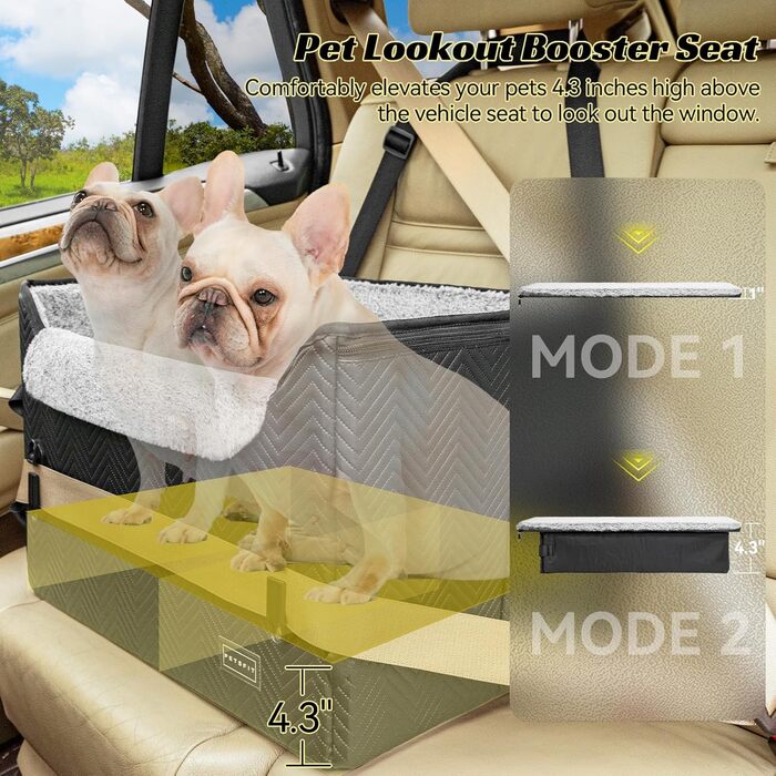 Крісло-переноска для собак Petfit, чорне шкіряне, M, для маленьких собак, безпечне автокрісло з кріпленням для ременя безпеки