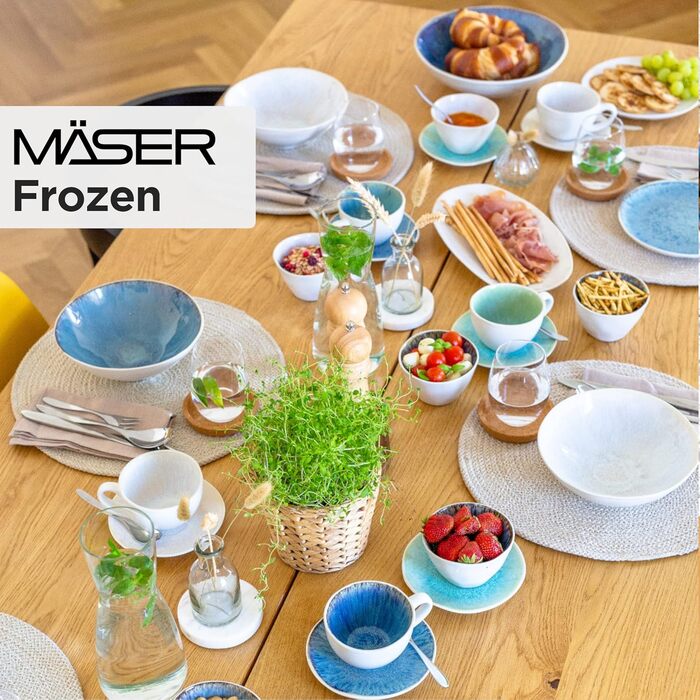 Набір чашок MÄSER Frozen, 8 предметів, зелений з блакитним, кераміка
