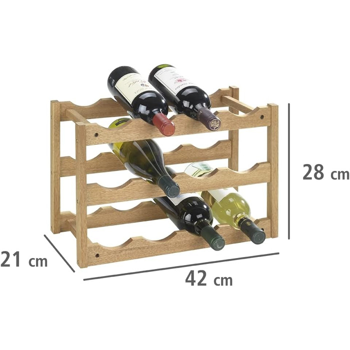 WENKO Stool Norway, warm accented square high-quality living stool with clear lacquer seal, natural solid walnut wood, Scandinavian design, 40 x 46 x 30 cm, Natural (Wine Rack)