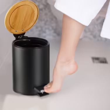 Relaxdays Trash Can 3 l with Bamboo Lid