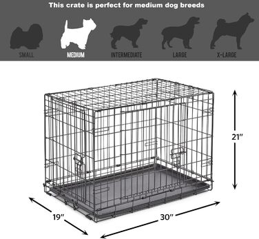 Кія Hundebox B24 для собак, 61 см, для малих порід, з однодверним доступом, витривала, з піддоном, захистом для підлоги та патентованими функціями (76 x 51 x 53 см, 2 двері)