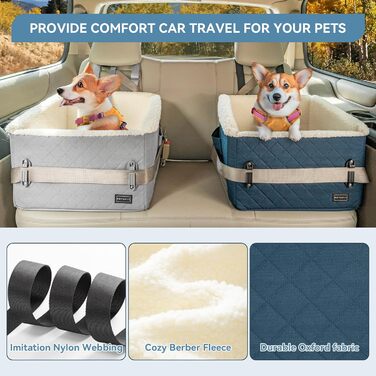 Автомобільний лежак для собак PETFIT, блакитний, до 12 кг, з підняттям 12.5 см, знятний чохол