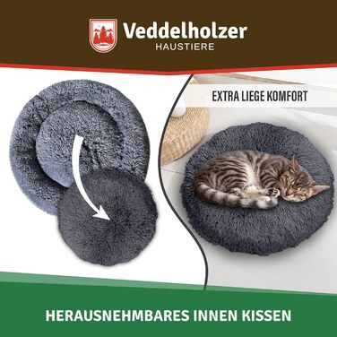 Ø 60 cm (S) Dog bed, cat bed, dog cushion, dog beds in multiple sizes, dog bed for large, medium, and small dogs, washable in light grey and dark grey for all dogs & cats (Ø 70 cm (M), Dark Grey)
