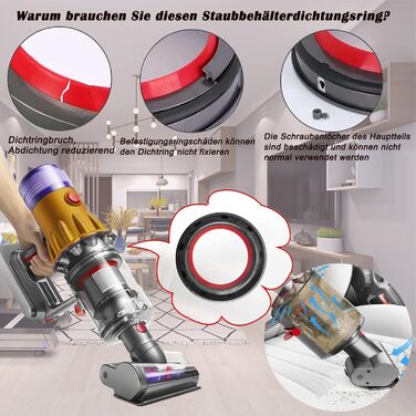 Електрична насадка для миття підлоги Dyson V12 Detect Slim / V10 Slim, зйомний бак та 6 змінних мопів + 1 контейнер для пилу (сумісна з V11)