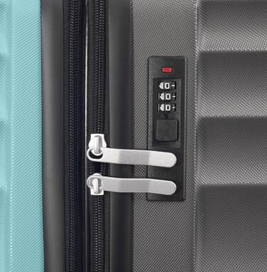 Набір валіз DMS® 7 предметів: 3 валізи (M/L/XL) з ABS-пластику, 360° колеса, кодовий замок + 4 мішечки для одягу – легкий, міцний, розширюваний, для подорожей та бізнесу (Турквіс)