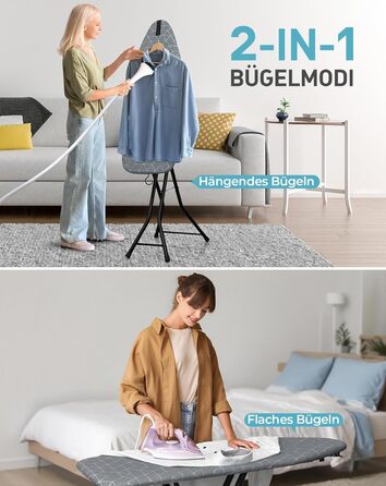 Прасувальна дошка LyriFine 2-в-1 для прасування з парою та звичайного прасування, сіра