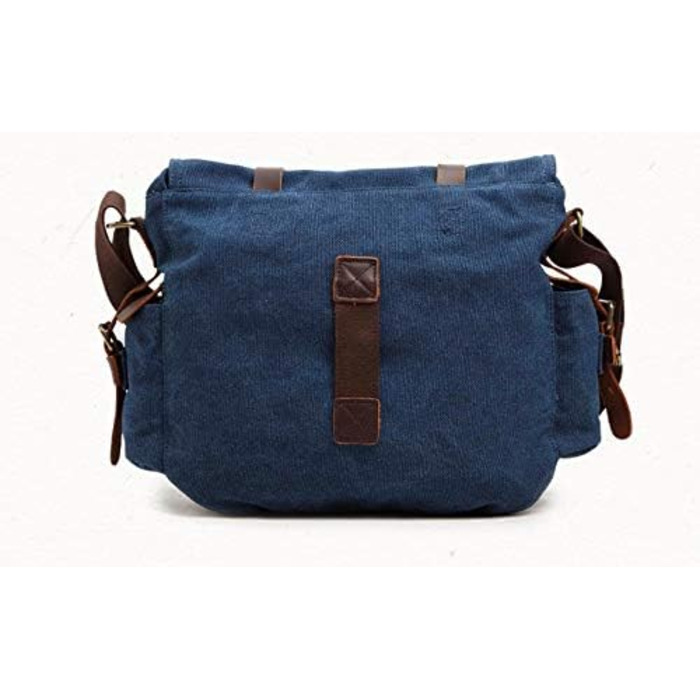 Вінтажна чоловіча сумка через плече з шкіри та канвасу Sechunk, для ноутбука 15'' (13'', блакитна)