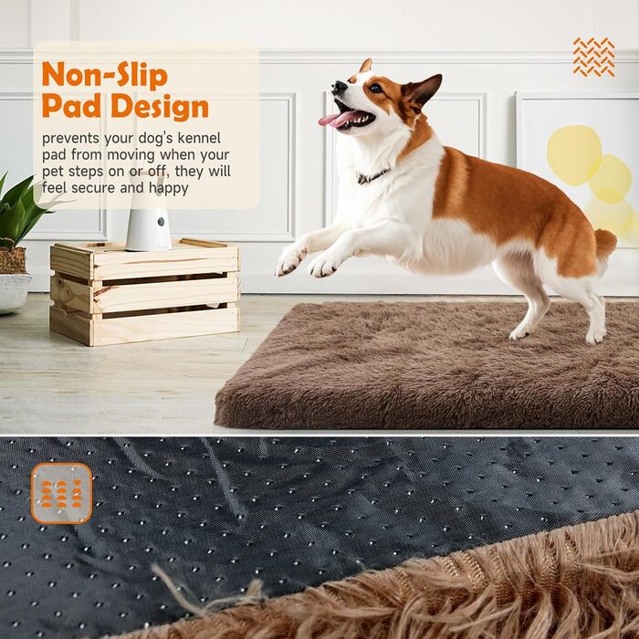 Килимок для собак MDDK, 75x50x8 см, плюшевий, коричневий