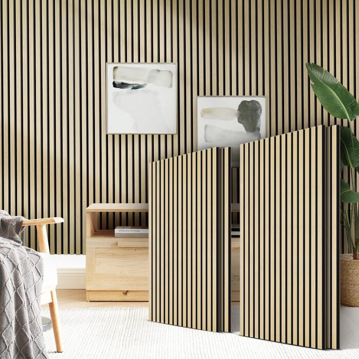 Акустичні 3D-панелі JAMELO з шпоном горіха, самоклеючі стінні панелі для декору стін та стелі, 10 шт. (30x15x1.2 см), колір волоський горіх