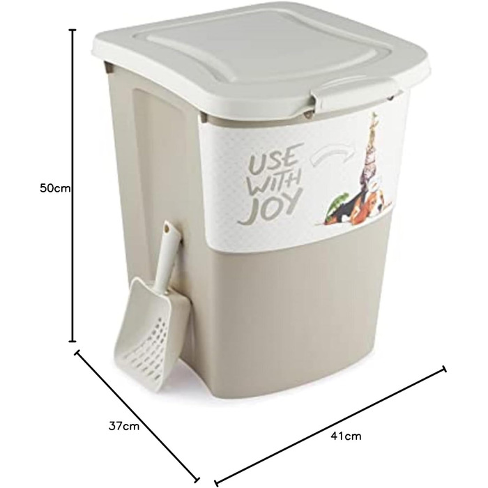 Rotho Archie Pet Food Container 38L with Lid - BPA-Free Plastic, Multi-Color, Beige - Large Capacity Storage