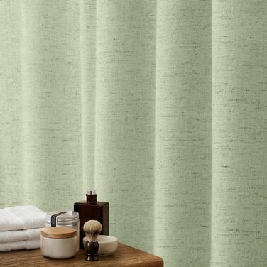 Штора для душу зелена льон 180x200 см, бохо стиль, водонепроникна, тканинна, анти-грибок, для ванної кімнати