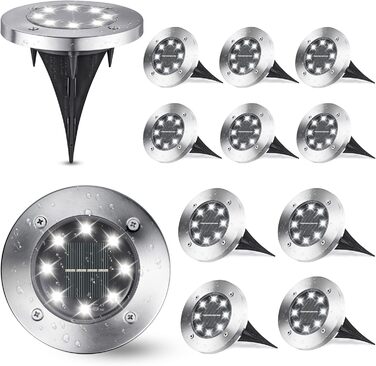 Joomer 12 Pack Solar Ground Lights for Outdoor Use