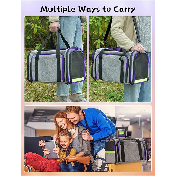 Транспортна переноска для тварин сіра/фіолетова: переноска для котів та собак, переноска-будка, сумка-переноска