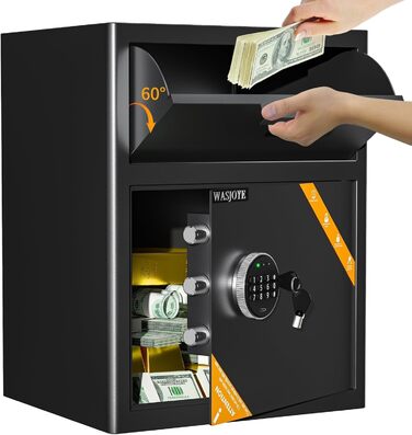 Сейф Tresor з цифровим замком та ключем, меблевий сейф для дому, офісу, готелю, грошей, документів, прикрас, паспортів (70L, з прорізом для купюр)