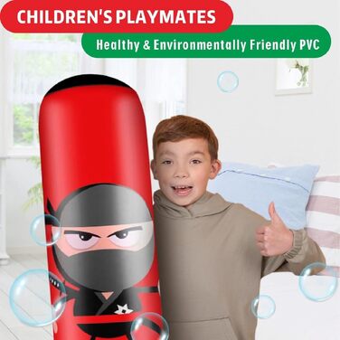 Набір для боксу EIVONDA для дітей 160 см: надувний боксерський мішок з рукавичками для боксу, MMA, карате, тхеквондо. Розрядка енергії для дітей. Чорний