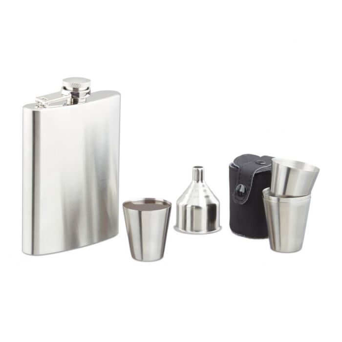 Relaxdays Stainless Steel Flask Set, 7-Piece