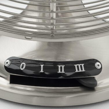 Електричний настільний вентилятор H.Koenig JOE48: тиха робота, металевий дизайн, 3 швидкості, фіксація/осіляція, регулювання кута нахилу, неслизька підставка