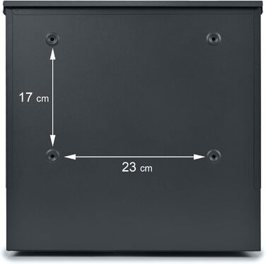 Поштова скринька Verda з газетницею, 37x37x11 см, антрацит RAL 7016, срібло, 2 ключі, комплект для монтажу. Дизайнерська настінна поштова скринька з відділенням для преси