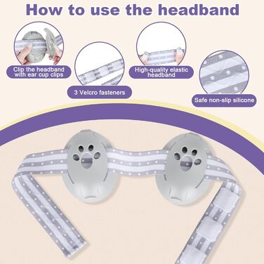 Навушники для захисту від шуму для немовлят 2-в-1, 25dB, до 48 місяців, регульоване антиковзне обличчя, м'які та легкі, для сну, подорожей, гучних місць