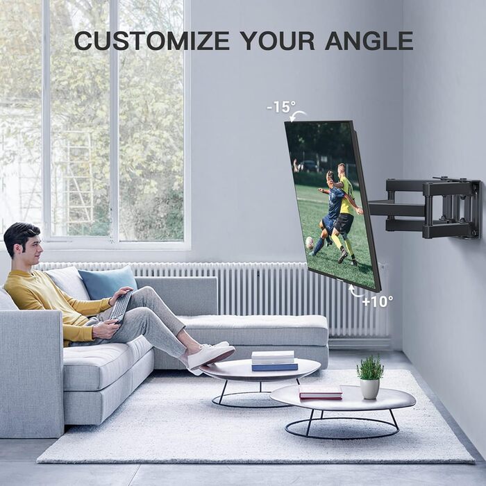 PERLESMITH Adjustable Tilt & Swivel TV Wall Mount for 26-70 inch Flat & Curved TVs/Monitors (up to 45kg, VESA 400x400mm)