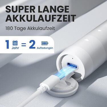 Електрична зубна щітка Oclean Flow: звукова, 5 режимів, DuPont, біла, IPX7, до 180 днів роботи