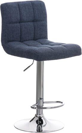 Peru 2-Piece Bar Stool Set with Fabric Upholstery - Swivel, Adjustable Height, Chrome Finish | Blue