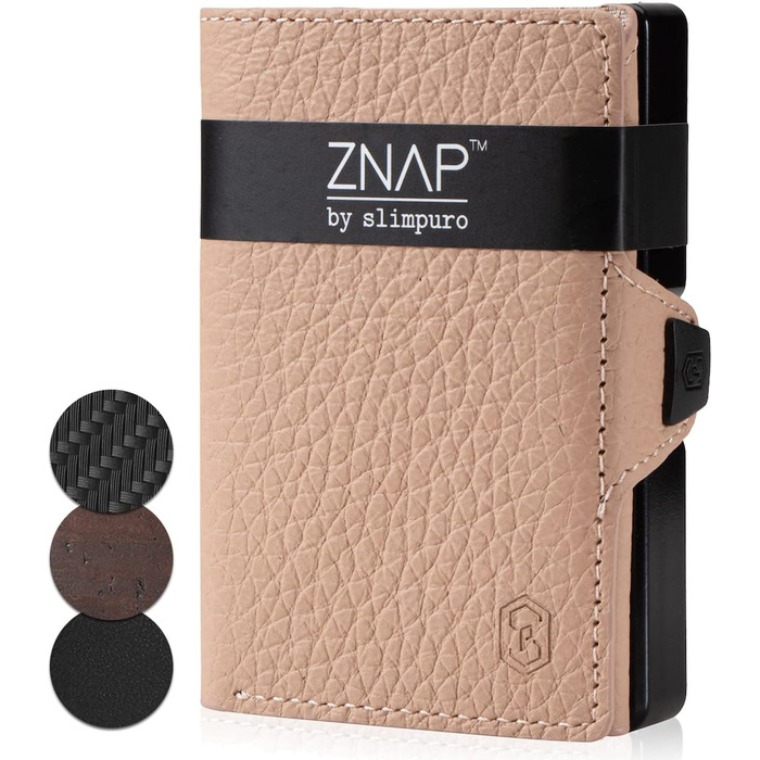 ZNAP® Slim Wallet - Тонкий гаманець-картхолдер для чоловіків з RFID захистом (Бежевий, 8 карт)