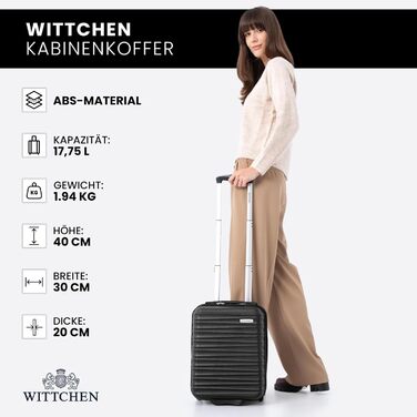 Чемодан на колесах Wittchen Groove Line L, великий, з ABS-пластику, 4 колеса, кодовий замок, чорний (підходить для Lufthansa/Eurowings/Ryanair)