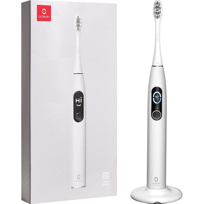 Oclean X Pro Elite: Електрична звукова зубна щітка з 7 насадками, тримачем та чохлом для подорожей, чорна
