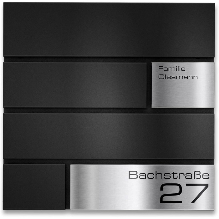 Поштова скринька Metzler G антрацит RAL 7016, з гравіюванням та табличкою з нержавіючої сталі, настінний монтаж, 37x37x10.5 см