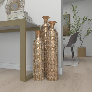Металеві вази Deco 79 в стилі лофт, набір 3 шт, золотисті, 86.4/73.7/63.3 см