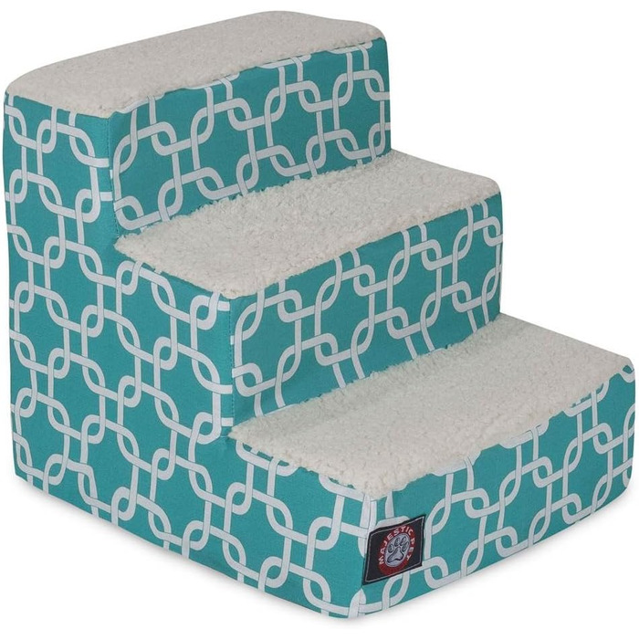 Трап для тварин Majestic Pet 3-ступенева блакитно-бірюзова з ланцюговим візерунком, для котів та собак