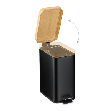 Relaxdays Waste Bin 5 l with Bamboo Lid
