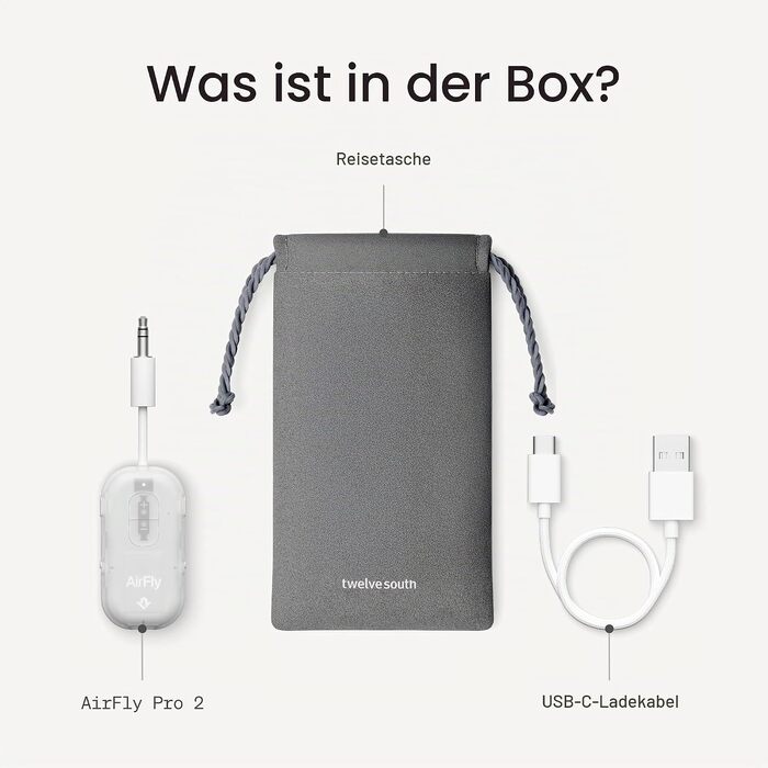 Bluetooth-трансмітер та ресивер Twelve South AirFly Pro 2 для AirPods та навушників, Glacial White