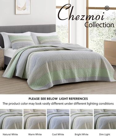 Комплект ковдр Chezmoi Collection Quinn: 3 шт., Патчворк, Квіт Hibiscus, Смугастий, Бавовна, Легкий, Змінний, Розмір Queen