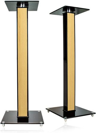 Ексклюзивні підставки для колонок BS03 чорного глянцю з декоративною вставкою (бук світлий)