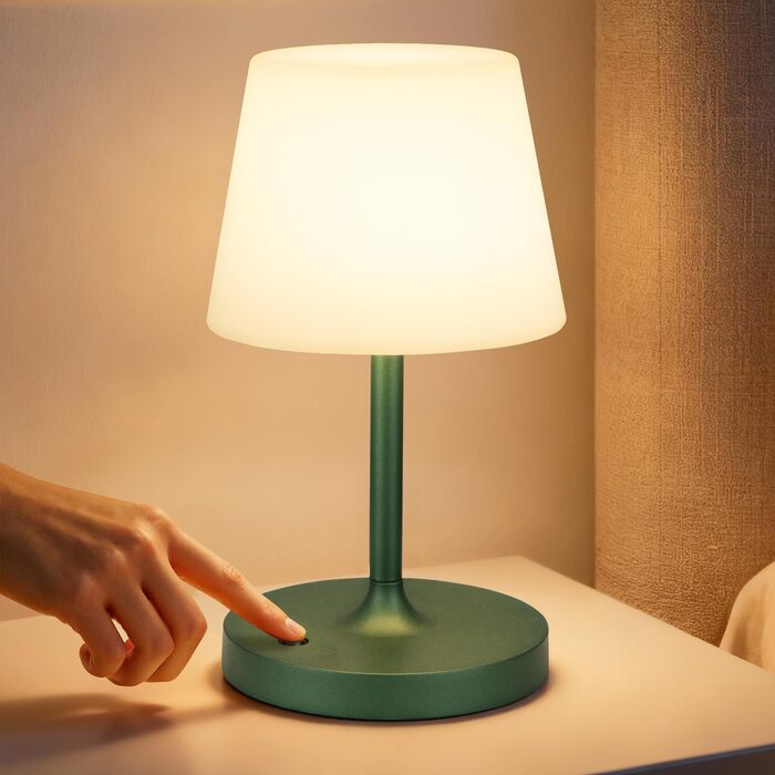 LED Настільна лампа бездротова акумуляторна з регульованою яскравістю та пам'яттю, сенсорна нічна лампа для спальні, кафе, вулиці (Зелена)