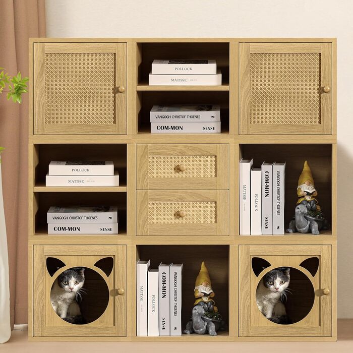 Magic DIY Cube Storage Organizer, Stackable Cubes for Home, Books, Clothes, Toys, Modular Storage System, Closet Organizer, Bookshelf, Closet (French (Yellow Oak, General Cube))