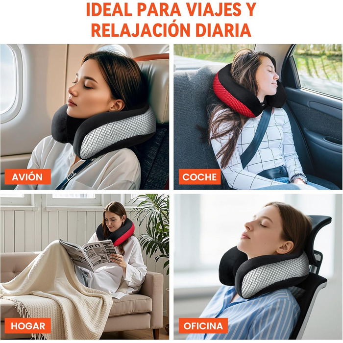 Подушка для шиї у вигляді хом'ятка, автомобільна/авіаційна подушка з memory foam, для подорожей, офісу, дому (червона, сітчаста тканина)