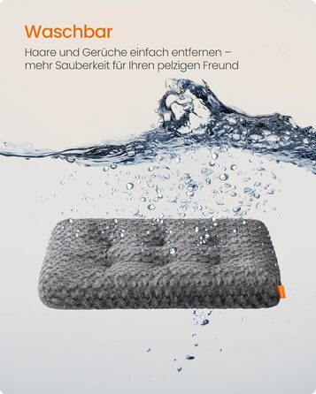 Ліжко для собак Feandrea, XL, для великих собак, м'яка подушка, плюш, 110 x 73 см, з м'яким наповнювачем, можна прати, неслизьке, сірий PGW293GN01 (M (80 x 50 x 10 см))