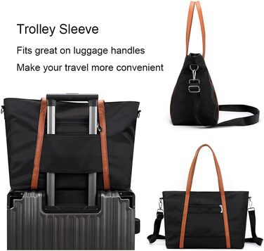 Zhongningyifeng Women's Nylon Tote Bag 15.6 Inch Laptop Shoulder Handbag Wallet for Travel Work