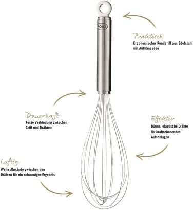 Венчик RÖSLE з нержавіючої сталі 18/10, 17 см, срібний, для кухні