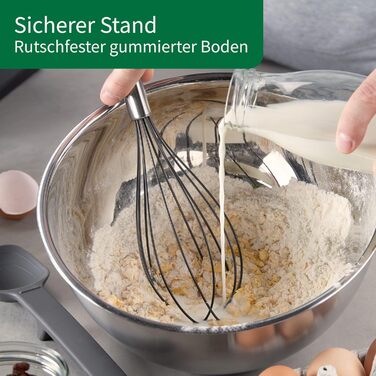 Нержавіюча чаша Chefkoch від Fackelmann Bonn з антиковзним силіконовим дном – 1,25л, Ø 17,7 x 8 см, для салатів, тіста та іншого, високоякісна, придатна для миття в посудомийній машині